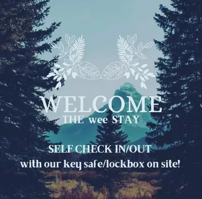 a picture of two trees with the words welcome the wee stay at The Wee Stay - Room Only - Rural 1 Bed Guest Suite in Middleton Fossoway