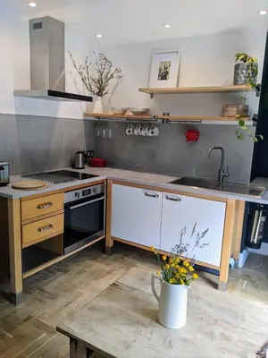 a kitchen with a sink and a stove at Self-Catering Suite in rural guest house 10 min to Islay Ferry Terminal in Ronachan