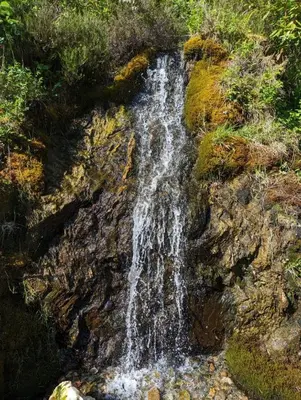 a waterfall on the side of a hill with rocks at The Lambourne 71 in Dunoon