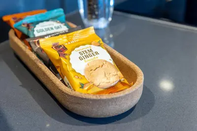 a container of food sitting on a table at MONO Suites NEW TOWN in Edinburgh