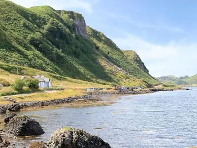 a view of a river with mountains in the background at Ardbhan Croft in Oban