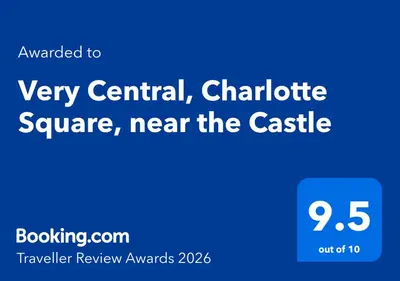 a blue sign that says very central chloride square near the castle at Very Central, Charlotte Square, near the Castle in Edinburgh