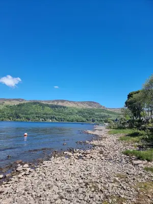 a view of a river from the shore at Loch Earn Holiday Home in Saint Fillans