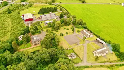 an aerial view of a large estate with a farm at Garnock 3 in Beith