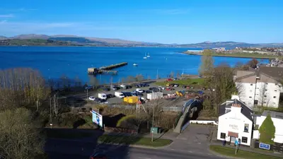 a view of a large body of water with a harbor at The Kempock in Gourock