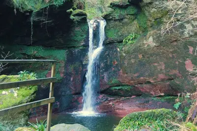 a waterfall on the side of a rock wall at Stunning Coach House in Largs