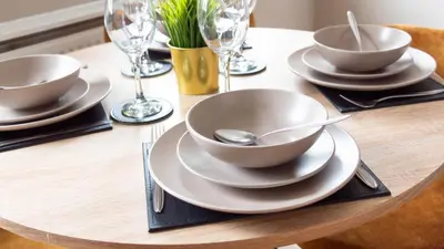 a table with bowls and spoons on top of it at Airth House in Airth