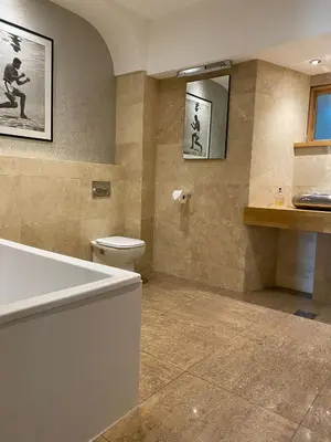 a bathroom with a toilet and a sink at Tigh na Breac - Great Outdoor Activity Location Oban in Bonawe
