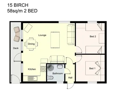a floor plan of a bed house at Birch Lodge in Newton Stewart