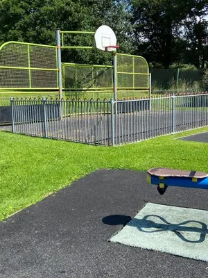 a basketball hoop with a skateboard in a park at No 6, Ayr, 140m2, New Decor 2024, 3bedroom, detached house, with private gardens in Ayr