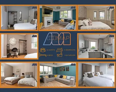 a collage of different pictures of a room at Paisley Haven on Renfrew Road in Merksworth