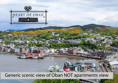 a view of a city with a river at Heart of Oban in Oban