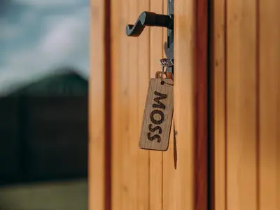 a tag on a door with the word open on it at Timothy Yurt - Uk47889 in Keilour