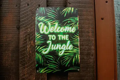 a sign with a welcome to the jungle on a wooden door at Wild Jungle Retreat in Kirn