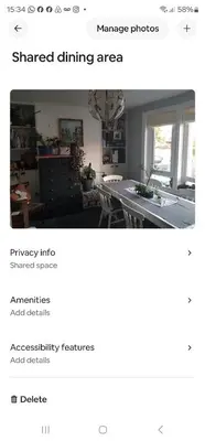 a screenshot of a living room with aamed dining area at Garden homely house in Cardonald