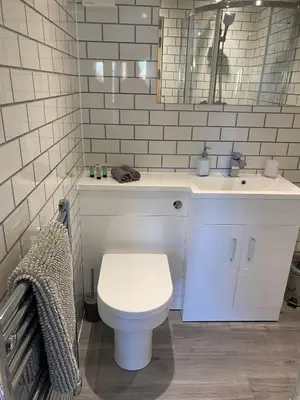 a white bathroom with a toilet and a sink at Lochside-1Bed-Pet Friendly-Amazing views in Alexandria