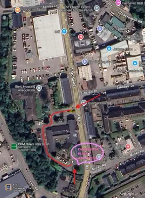 a map of the intersection of a street at Blanca apartment - free parking! in Oban