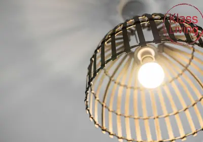 a close up of a light bulb on a ceiling at Orbiston House by Klass Living Bellshill in Bellshill