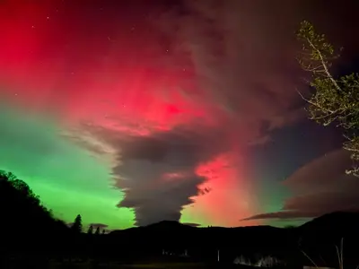 an aurora in the sky with a rainbow at Studio with a View in Onich
