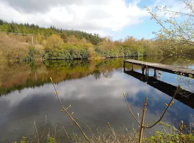 a bridge over a body of water with trees at Coach House Cottage a cosy, detached hideaway with garden, nr the sea in Innellan