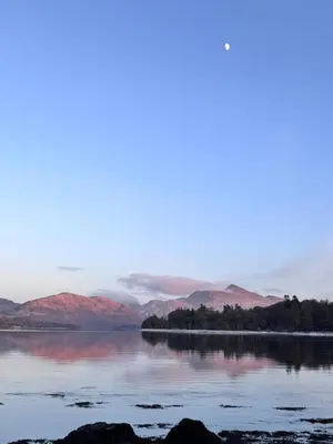a view of a lake with mountains in the distance at The Pods at 7 Black Crofts in Oban