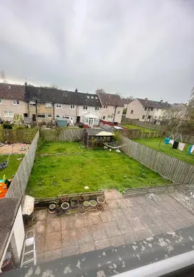 an aerial view of a yard with a park at Galaxy Glasgow 67 in Cardonald