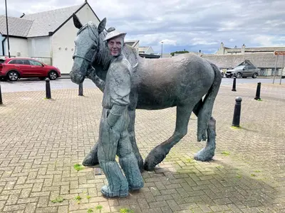 a statue of a man riding a horse at Wee Lyon Cottage Maybole 2 Bedroom Sleeps 4 in Maybole