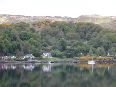 a view of a lake with boats in the water at Bathach Beag in Oban