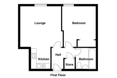a black and white floor plan of a house at Peaceful Edinburgh Retreat - Quiet Central 1-Bed in Edinburgh