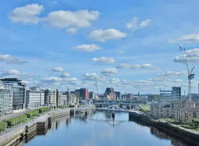 a view of a river in a city at Glasgow Apartment near Hydro & SECC, Finnieston in Glasgow