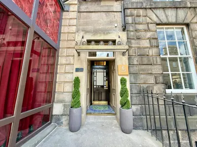 a entrance to a building with a door at City Centre Luxury Studio for 2 in Edinburgh