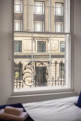 a view of a building from a window at Prime Central Edinburgh 2 bed in Edinburgh