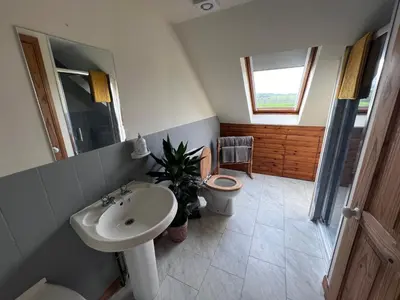 a bathroom with a sink and a toilet at Easter Auchencarroch Farm B&B in Balloch