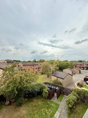 an aerial view of a residential neighbourhood with houses at Cosy apartment near Edinburgh city centre in Edinburgh
