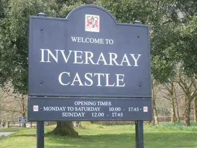 a sign for an emergency castle in a park at Allt-Na-Craig Coach House - Ardrishaig in Ardrishaig
