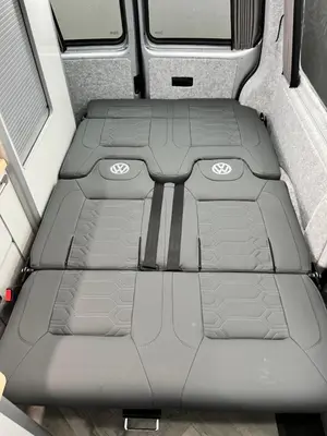 an interior view of the back seats of a vehicle at Campervan Scotland, Glen Roamer in Braco