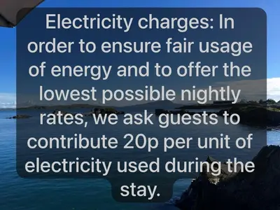 an image of the words electricity charges in order to ensure fair usage of energy at Old Brewery Cottage - Ellenabeich, Easdale - Isle of Seil
