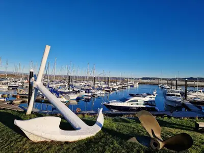 a bunch of boats parked in a marina at Seaview Retreat in Troon