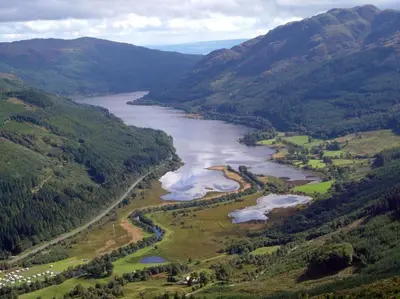 an aerial view of a river in a valley at Family - Garden - Parking - WiFi - Sleeps 5 in Tullibody