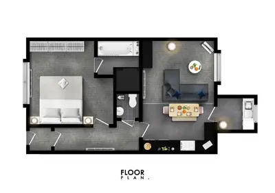 a floor plan of a bedroom and a living room at Elmbank Apartment by Klass Living Bellshill in Bellshill