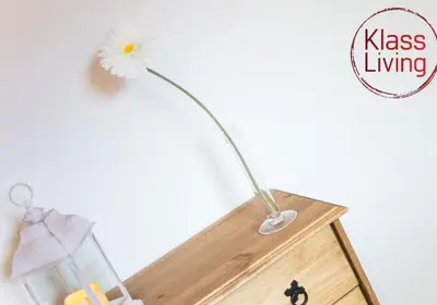 a flower sitting on top of a wooden box at Kenmar House by Klass Living Hamilton in Hamilton