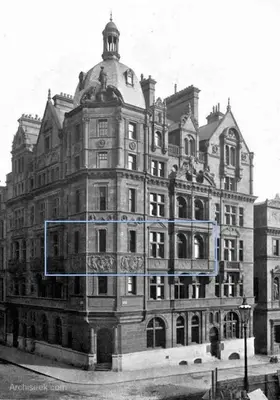an old picture of a large building on a street at West George Street Apartment Glasgow in Glasgow