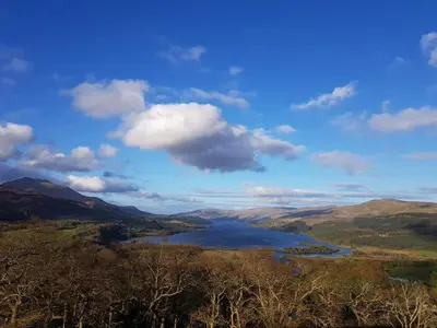 a view of a lake in the hills at Craigbuie Guesthouse in Killin