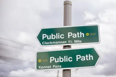 two green street signs on a pole at Highland Gateway Glamping in Clackmannan