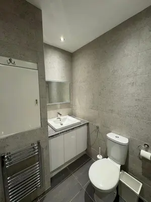 a bathroom with a toilet and a sink at Edinburgh West Residence in Edinburgh