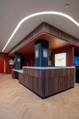 a lobby with a checkout counter in a building at For Students Only - Haymarket Yard in Edinburgh in Edinburgh