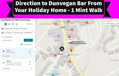 a map of a dunedin bar from your holiday home min walk at Spacious 3 Bedroom Entire Apartment Self Check in & Free Parking in Cowdenbeath
