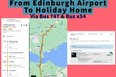 a map of the airport to holiday home at Spacious 3 Bedroom Entire Apartment Self Check in & Free Parking in Cowdenbeath