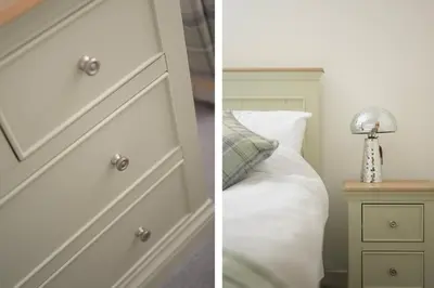 a bedroom with a chest of drawers and a bed at Historic 1BR Home in Culross Near Filming Sites in Culross