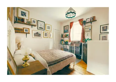 a bedroom with a bed and a table with a lamp at Historic Hideaway - Dean Village in Edinburgh